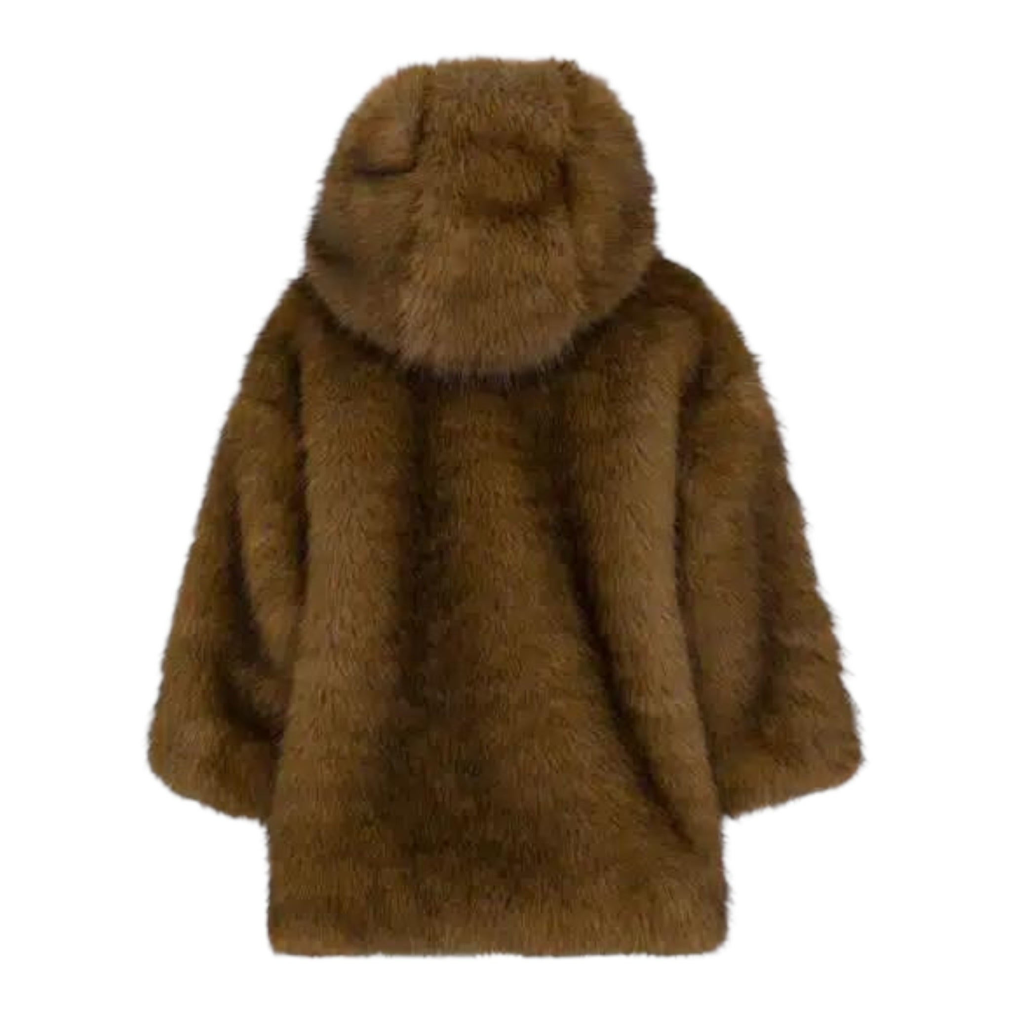 Dou Dou Pelliccia tinta unita con Cappuccio Marrone per Bambina DX2P90H0073 MARRONE DOU DOU 