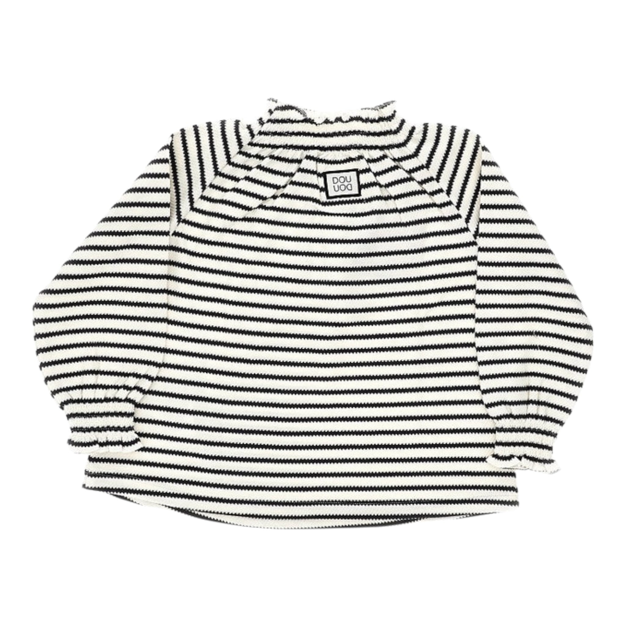 Dou Dou Maglia Bicolore con Fantasia A Righe Bianco/Nero per Bambina DX8A00 BIANCO/NERO DOU DOU 