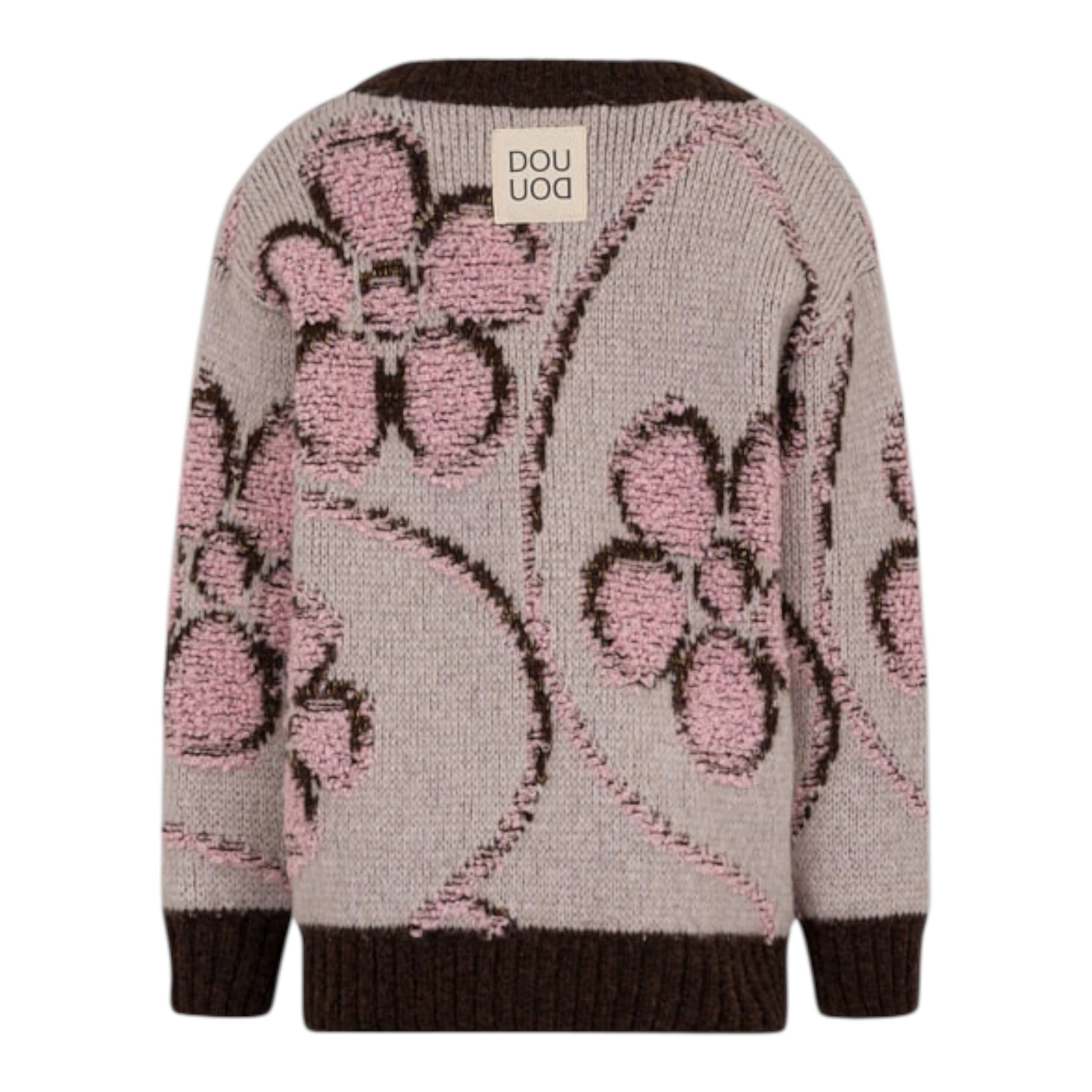 Dou Dou Cardigan tinta unita con Ricami Panna per Bambina DX9A40 PANNA DOU DOU 