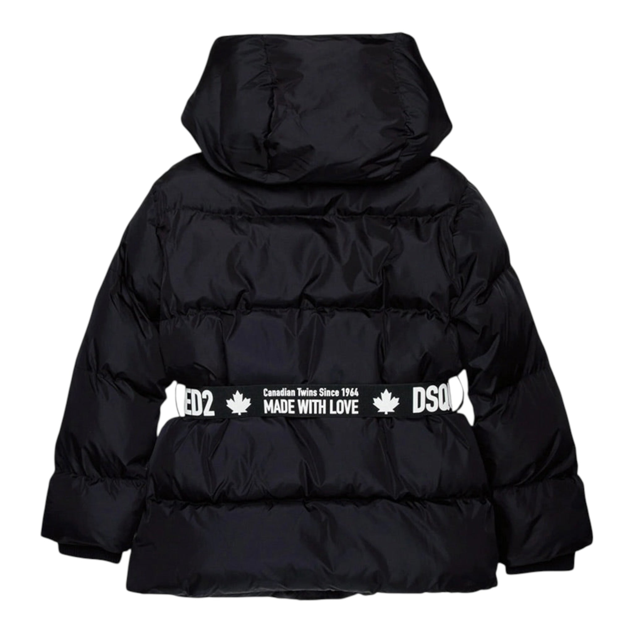 Dsquared2 Giubbino tinta unita con Zip E Cappuccio Nero per Bambina DQ2439 NERO DSQUARED2 