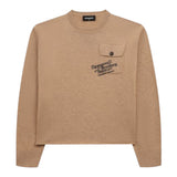 Dsquared2 Maglia Girocollo tinta unita con Stampa Cammello per Bambino DQ2602 CAMMELLO DSQUARED2 