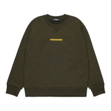 Dsquared2 Felpa Chiusa Girocollo tinta unita con Logo Verde per Bambino DQ2739XXX VERDE DSQUARED2 