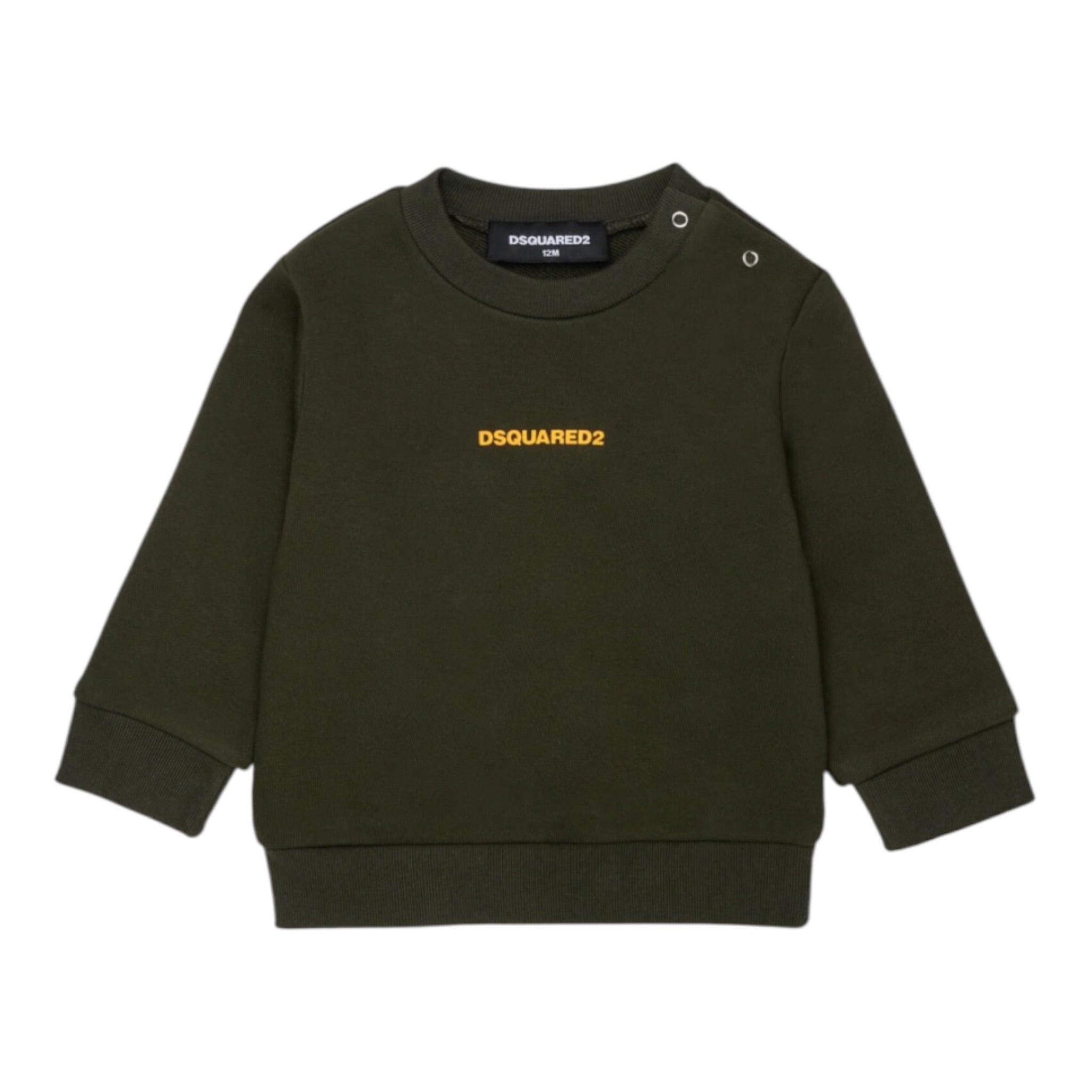 Dsquared2 Felpa tinta unita Girocollo con Stampa Verde per Neonato DQ2860 VERDE DSQUARED2 