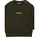 Dsquared2 Felpa tinta unita Girocollo con Stampa Verde per Neonato DQ2860 VERDE DSQUARED2 