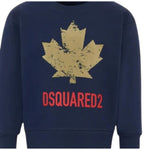 Dsquared2 Felpa tinta unita Girocollo con Stampa Blu per Bambino DQ3005 BLU DSQUARED2 