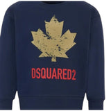 Dsquared2 Felpa tinta unita Girocollo con Stampa Blu per Bambino DQ3005 BLU DSQUARED2 