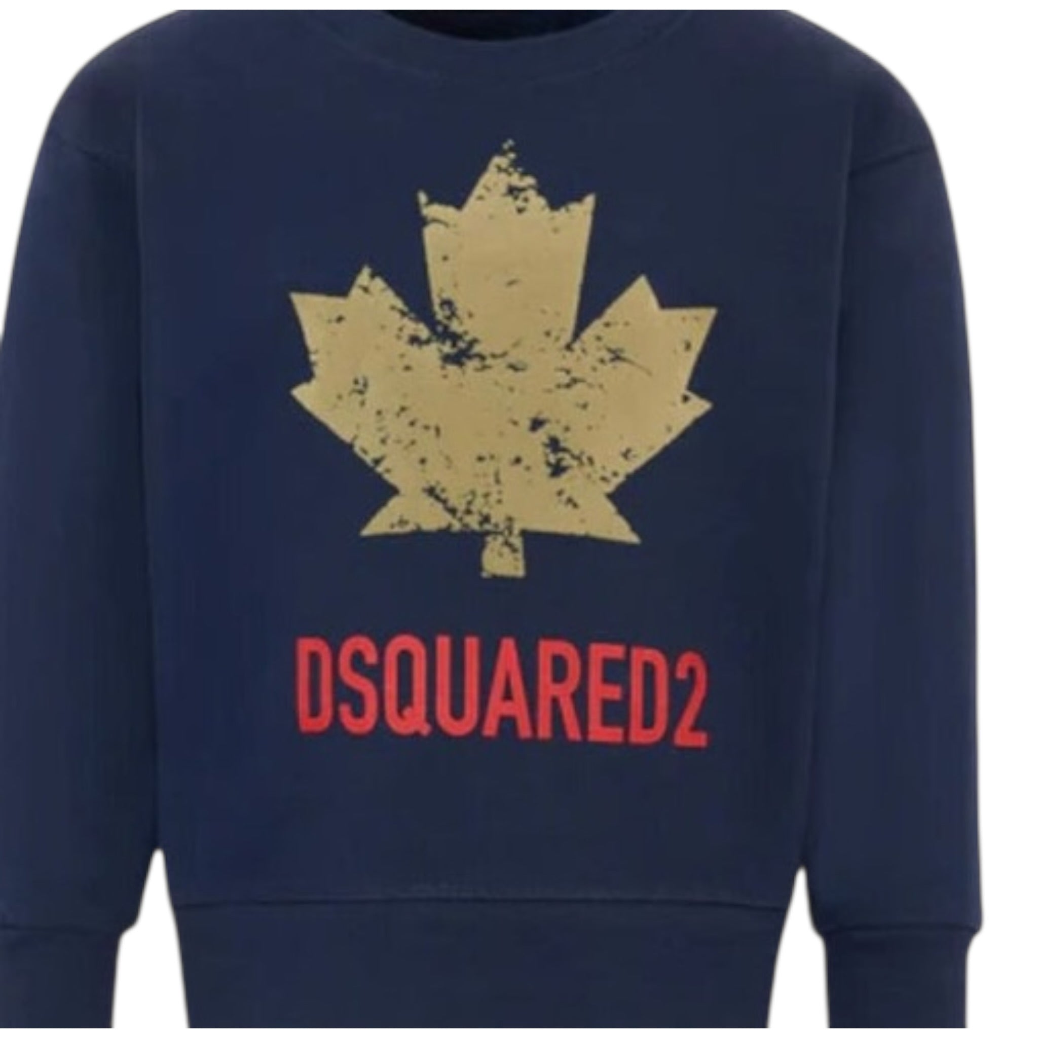 Dsquared2 Felpa tinta unita Girocollo con Stampa Blu per Bambino DQ3005 BLU DSQUARED2 