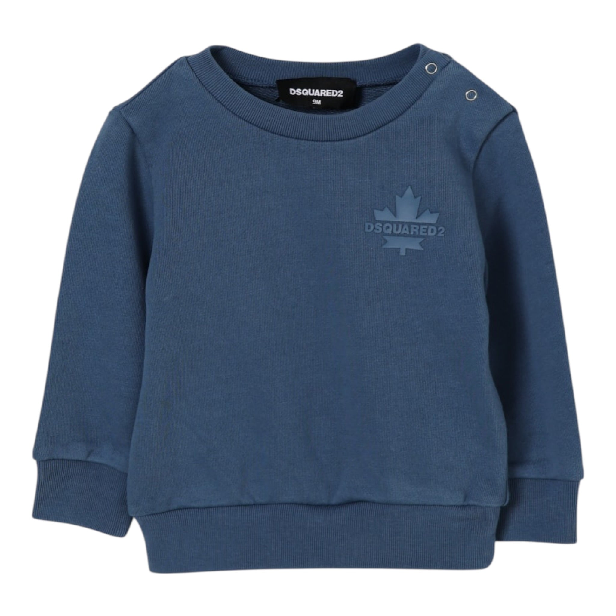 Dsquared2 Felpa Chiusa Girocollo tinta unita con Logo Petrolio per Bambino DQ3095XJ PETROLIO DSQUARED2 