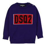 Dsquared2 Maglia Girocollo tinta unita con Ricamo Blu per Neonato DQ3109 BLU DSQUARED2 