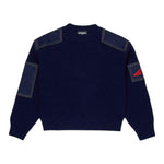 Dsquared2 Maglia tinta unita con Toppe In Denim Blu per Bambino DQ3132 BLU DSQUARED2 