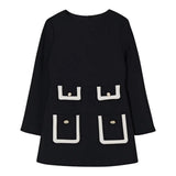 Elisabetta Franchi Abito Manica Lunga tinta unita con Logo Nero per Bambina EFAB623 NERO ELISABETTA FRANCHI 