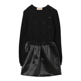 Elisabetta Franchi Abito Manica Lunga tinta unita con Logo Nero per Bambina EFAB632 NERO ELISABETTA FRANCHI 