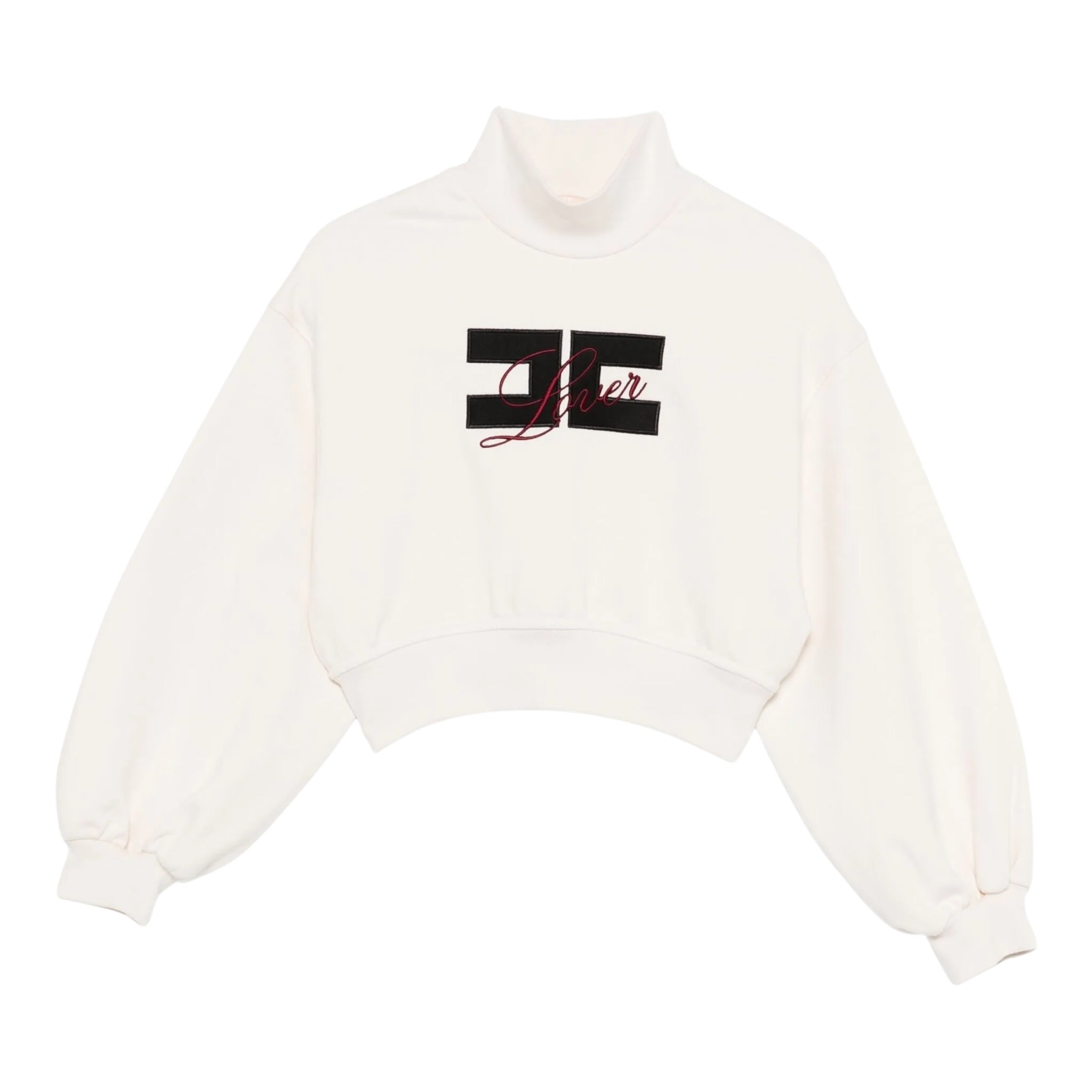 Elisabetta Franchi Felpa Chiusa Collo Alto tinta unita con Logo Panna per Bambina EFFE160 PANNA ELISABETTA FRANCHI 