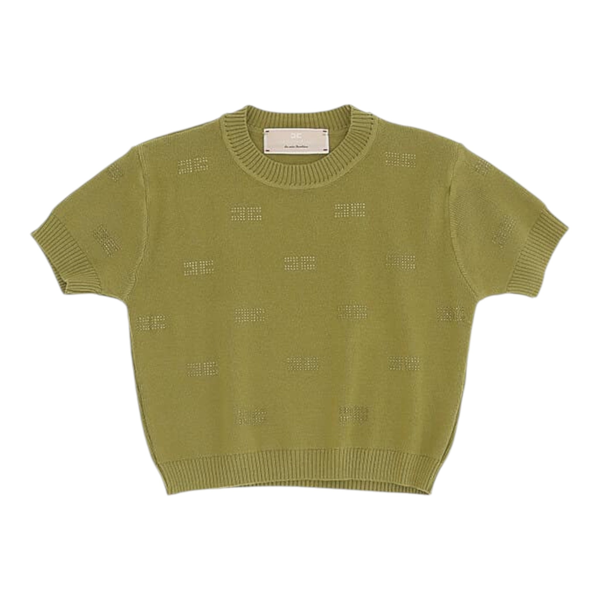 Elisabetta Franchi Maglia tinta unita con Brillantini Verde per Bambina EFMA169 VERDE ELISABETTA FRANCHI 