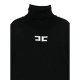 Elisabetta Franchi Maglia Collo Alto tinta unita con Logo Nero per Bambina EFMA176 NERO ELISABETTA FRANCHI 