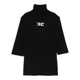 Elisabetta Franchi Maglia Collo Alto tinta unita con Logo Nero per Bambina EFMA176 NERO ELISABETTA FRANCHI 