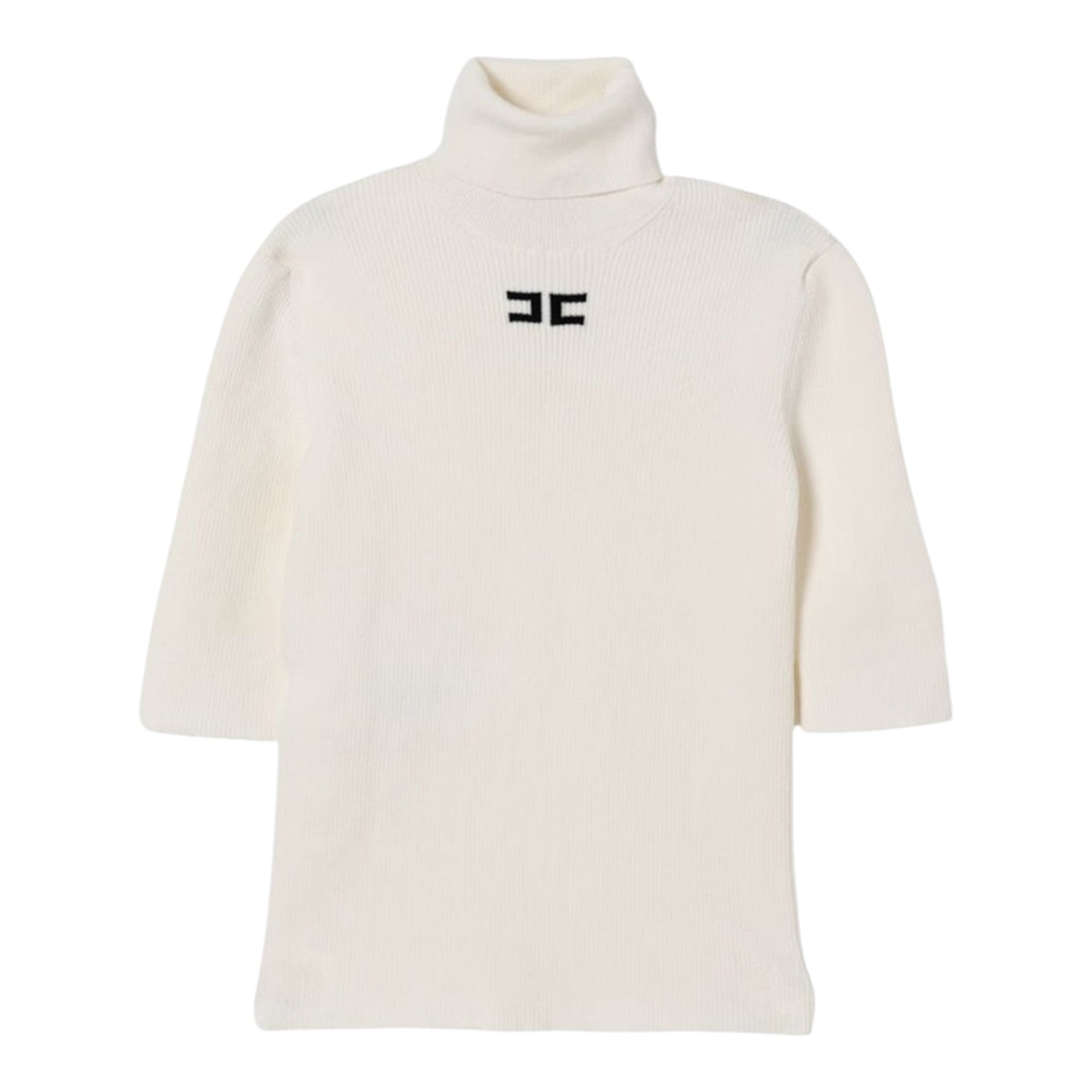 Elisabetta Franchi Maglia Collo Alto tinta unita con Logo Panna per Bambina EFMA176 PANNA ELISABETTA FRANCHI 