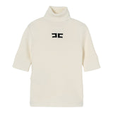 Elisabetta Franchi Maglia Collo Alto tinta unita con Logo Panna per Bambina EFMA176X PANNA ELISABETTA FRANCHI 