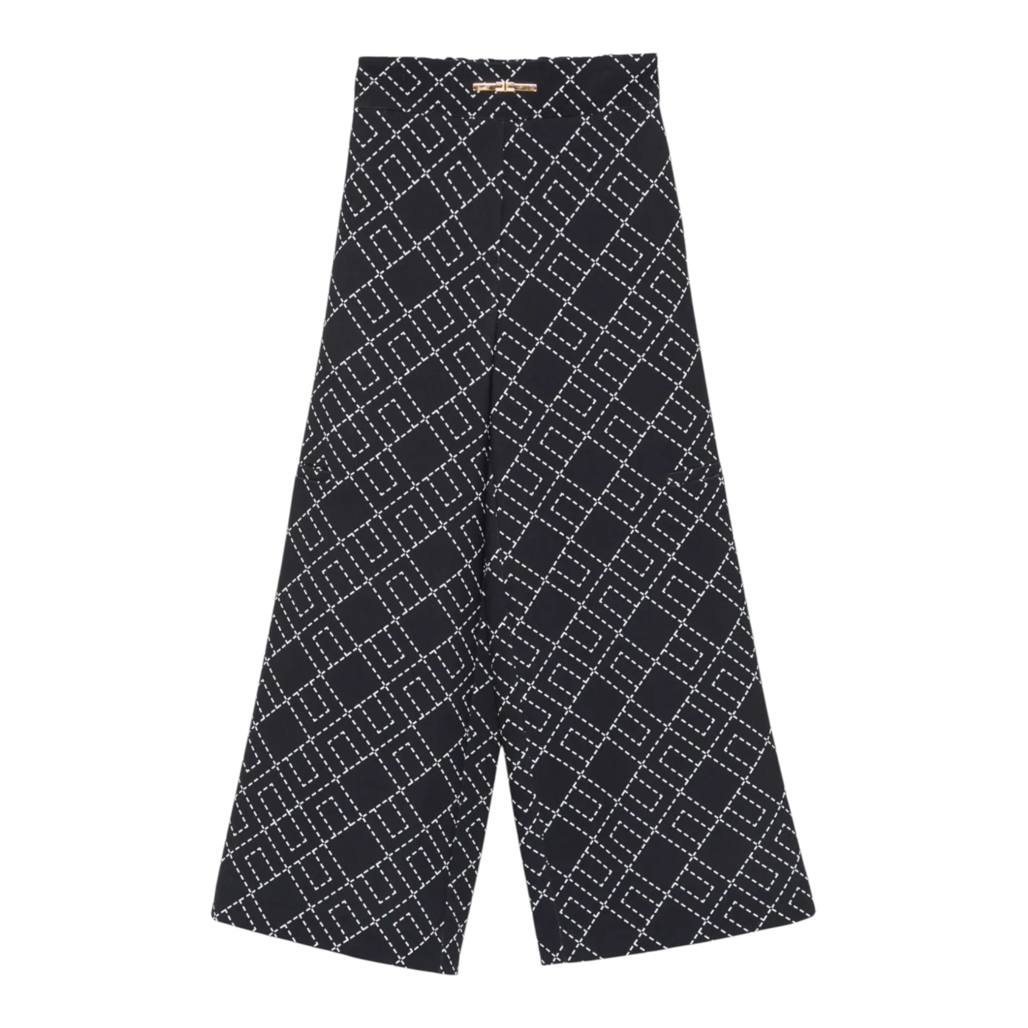Elisabetta Franchi Pantalone Modello Palazzo Tinta Nita Nero per Bambina EFPA288 NERO ELISABETTA FRANCHI 