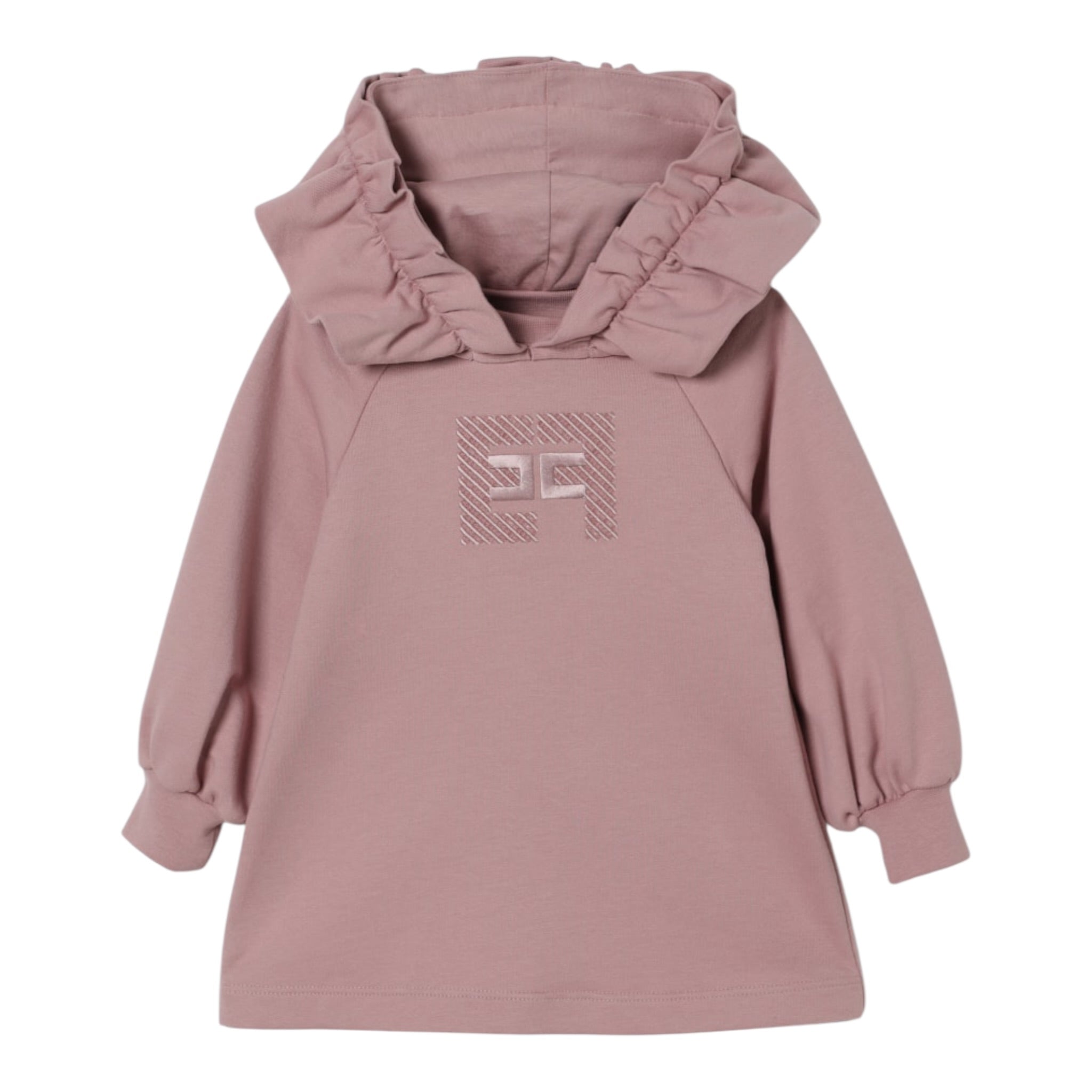 Elisabetta Franchi Abito Manica Lunga tinta unita con Cappuccio Rosa per Neonata EGAB212 ROSA ELISABETTA FRANCHI 