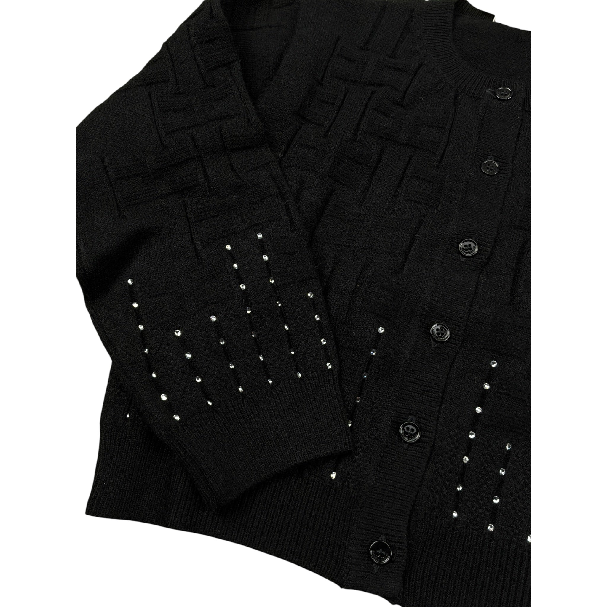 Elisabetta Franchi Cardigan tinta unita con Brillantini Nero per Bambina EGMA042 NERO ELISABETTA FRANCHI 