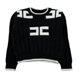 Elisabetta Franchi Maglia Girocollo tinta unita con Stampa Logo Nero per Neonata EGMA044 NERO ELISABETTA FRANCHI 