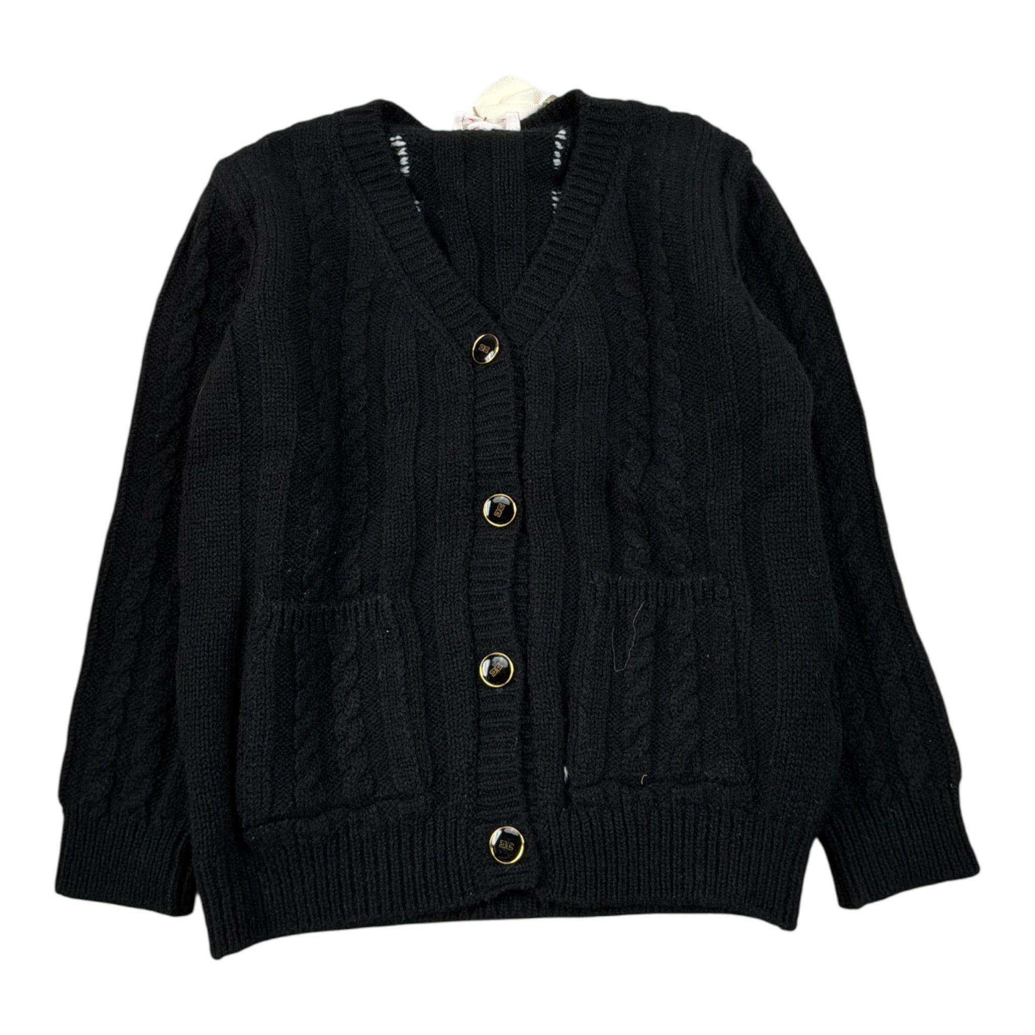 Elisabetta Franchi Cardigan tinta unita con Bottoni Nero per Neonata EGMA046 NERO ELISABETTA FRANCHI 