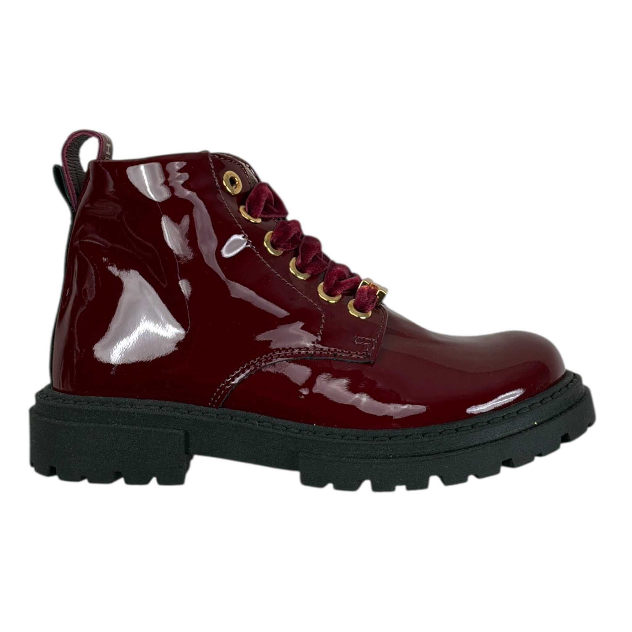 Elisabetta Franchi Stivale tinta unita Lucido con Lacci Bordeaux per Bambina F1A5E0381J BORDEAUX ELISABETTA FRANCHI 