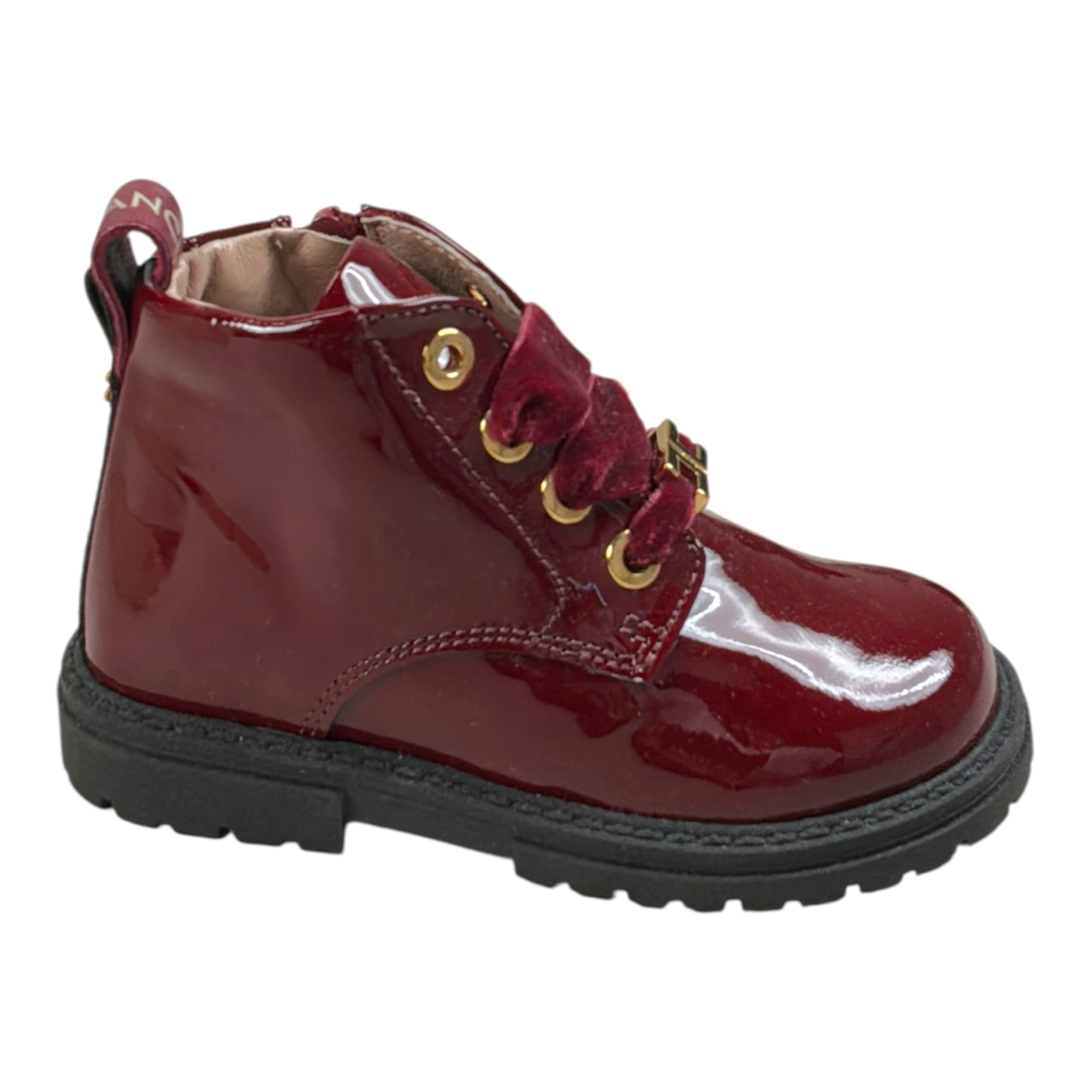 Elisabetta Franchi Stivale tinta unita Lucido con Lacci Bordeaux per Bambina F1A5E0381X BORDEAUX ELISABETTA FRANCHI 