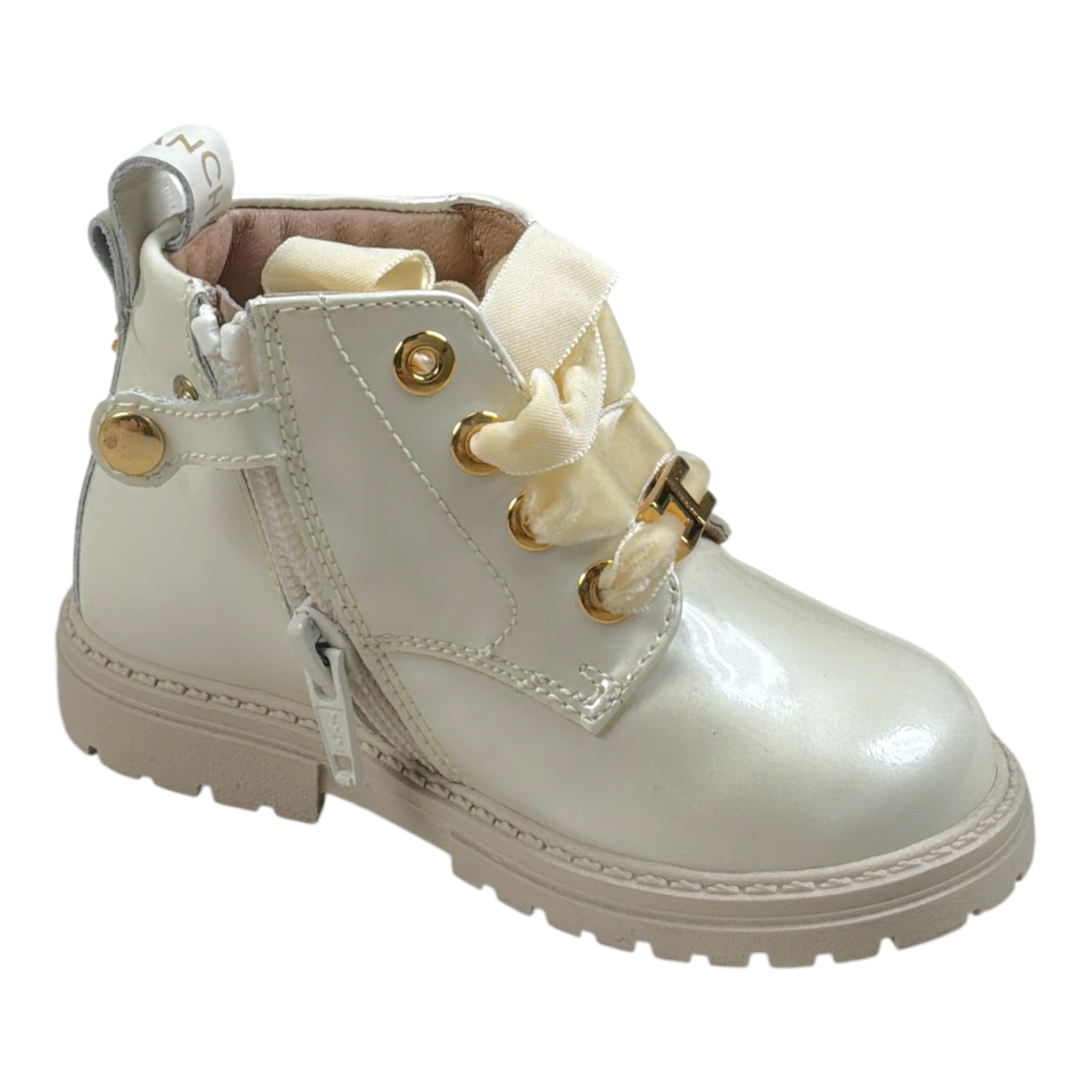 Elisabetta Franchi Stivale tinta unita Lucido con Lacci Panna per Bambina F1A5E0381X PANNA ELISABETTA FRANCHI 
