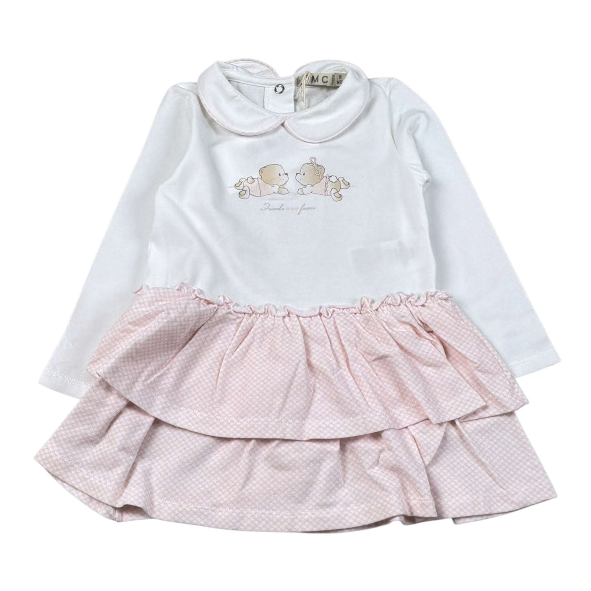 Emc Abito Bicolore con Stampa Bianco/Rosa per Neonata AA4047 BIANCO/ROSA EMC 