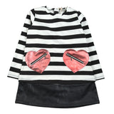 Emc Abito Bicolore con Fantasia A Righe Bianco/Nero per Bambina AA4812 BIANCO/NERO EMC 