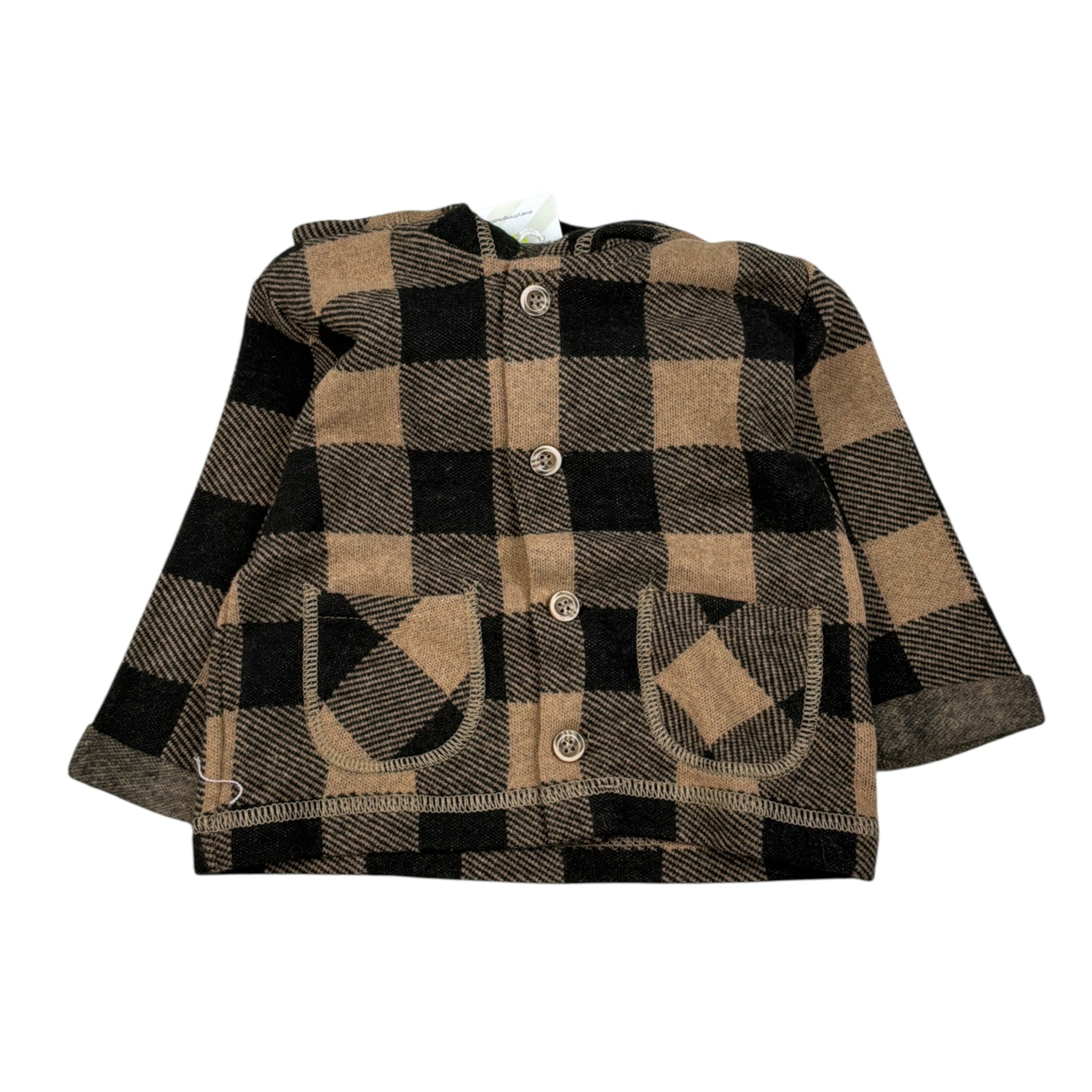 Emc Camicia Bicolore con Fantasia Quadri E Cappuccio Marrone per Neonato CE1768 MARRONE EMC 