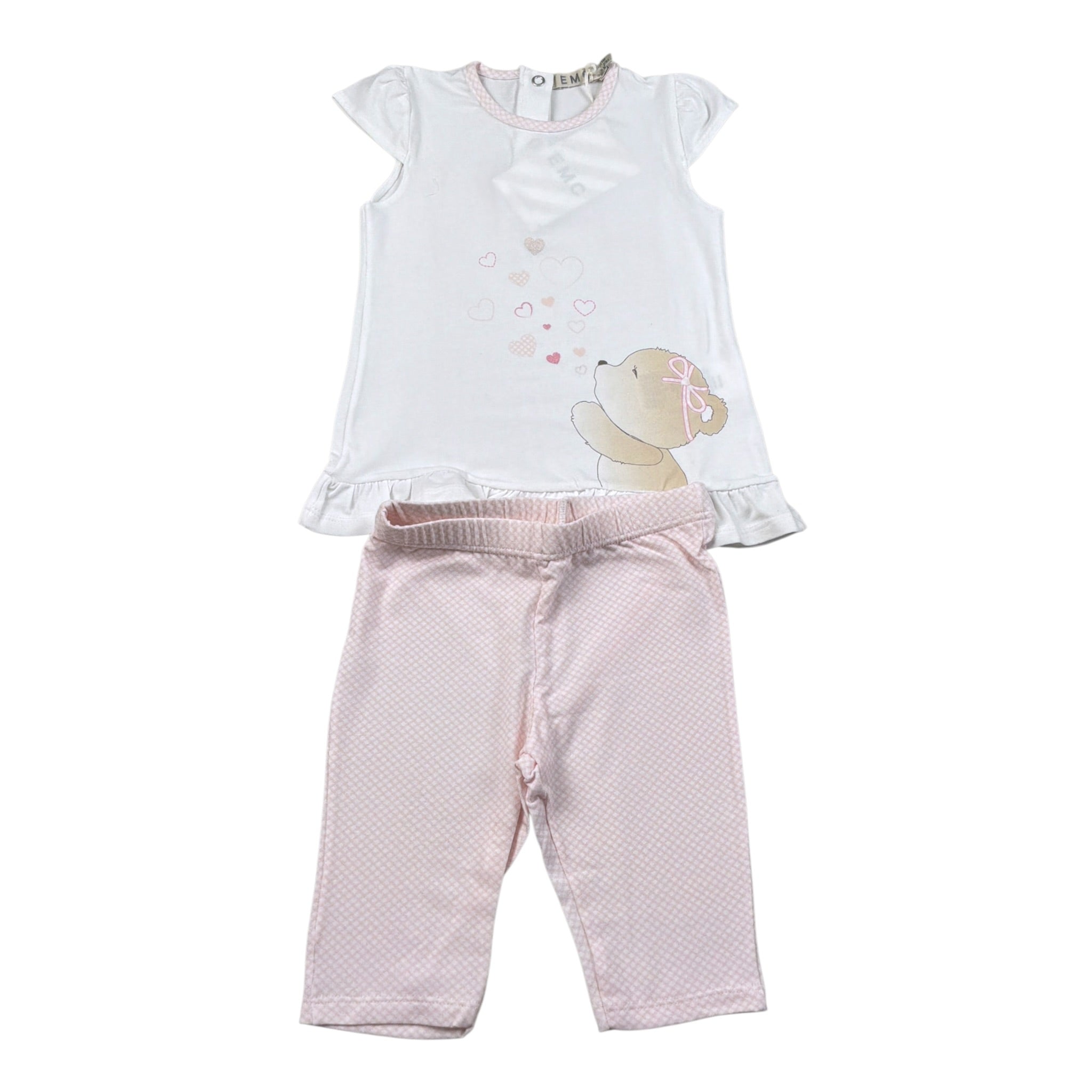 Emc Completo 2Pz T-Shirt-Leggins Bicolore Bianco/Rosa per Neonata CO2042 BIANCO/ROSA EMC 
