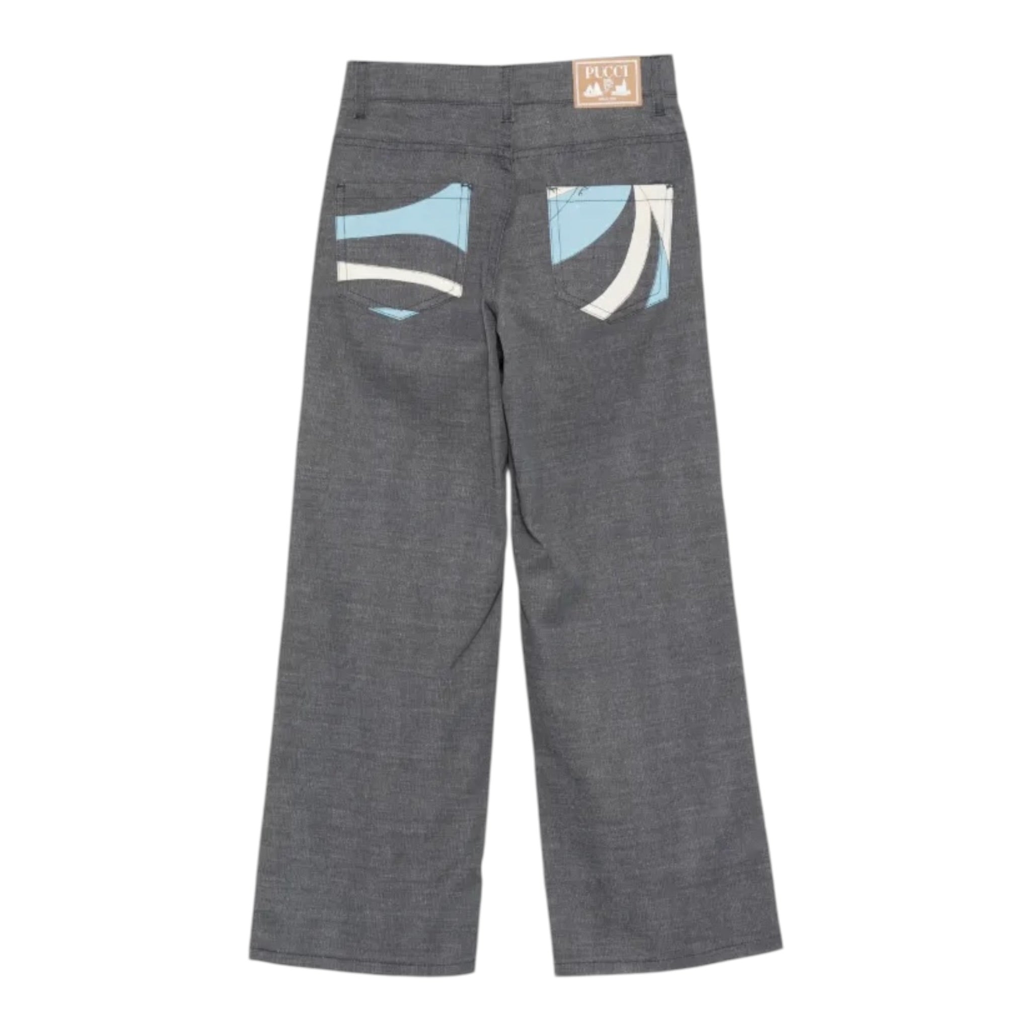 Emilio Pucci Jeans tinta unita con Stampa Grigio per Bambina PX6B40D0134 GRIGIO EMILIO PUCCI 