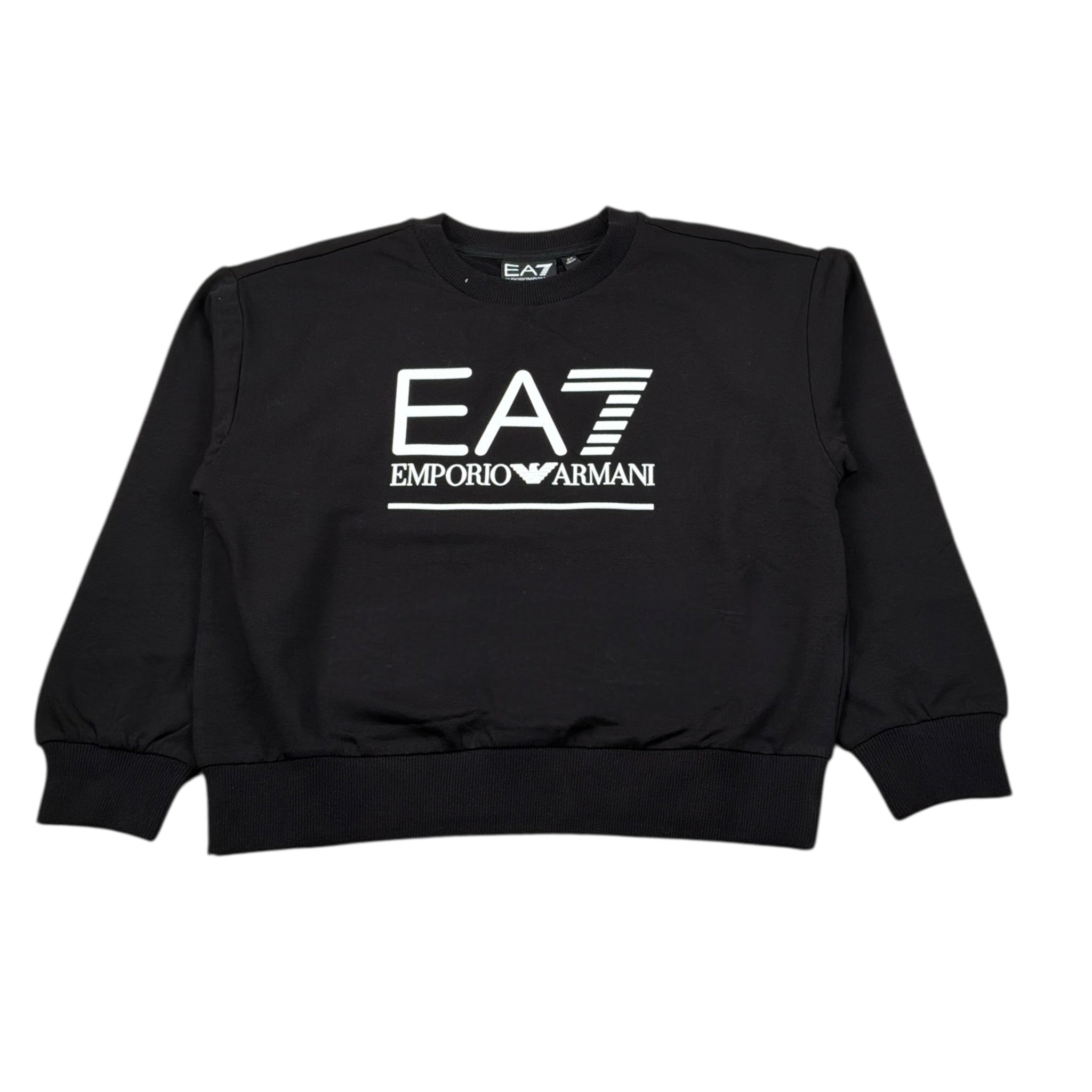 Emporio Armani Felpa Chiuss Girocollo tinta unita con Logo Nero per Bambino 7G000106 NERO EMPORIO ARMANI 