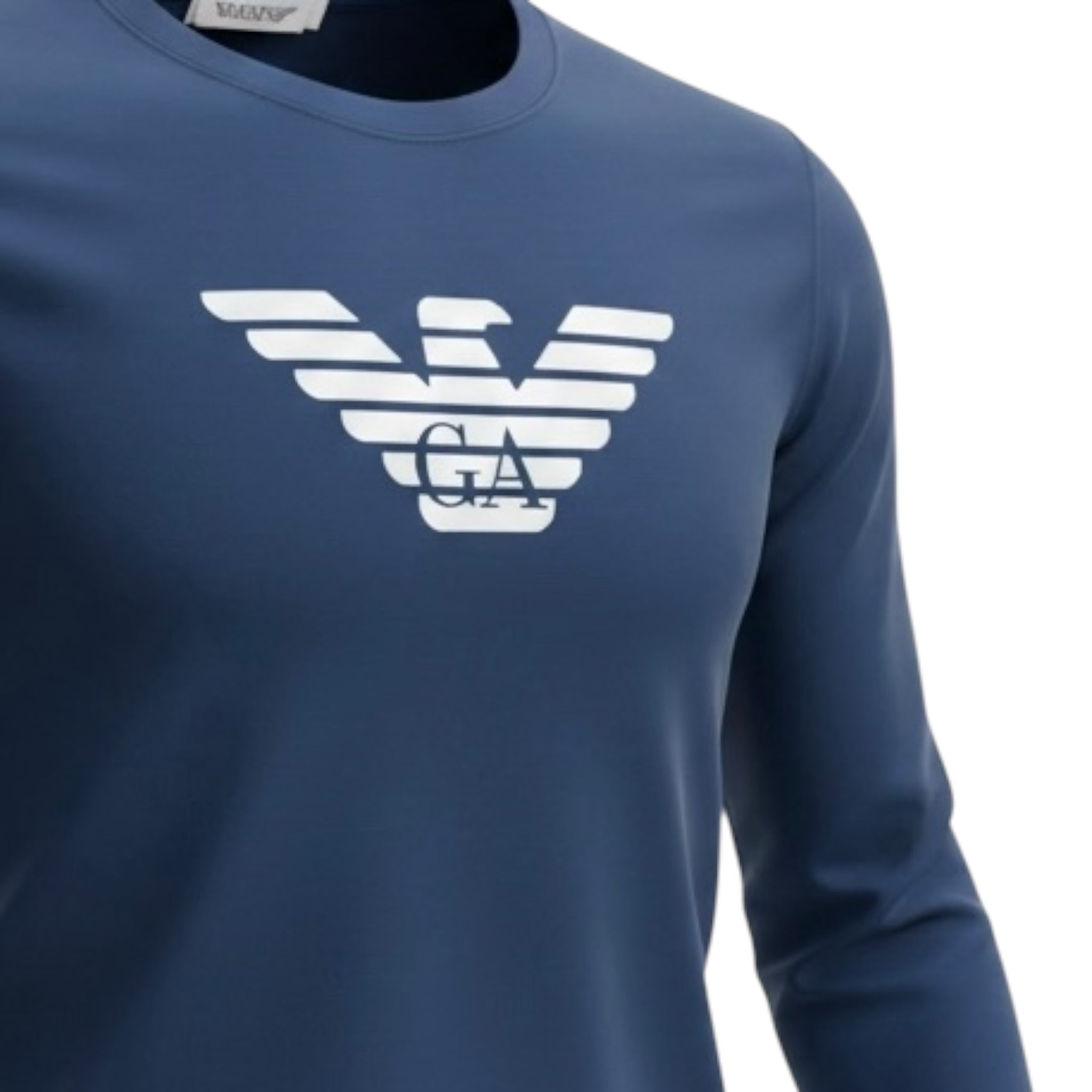 Emporio Armani Shirt tinta unita Girocollo con Logo Blu per Neonato 8NHTN6 BLU EMPORIO ARMANI 