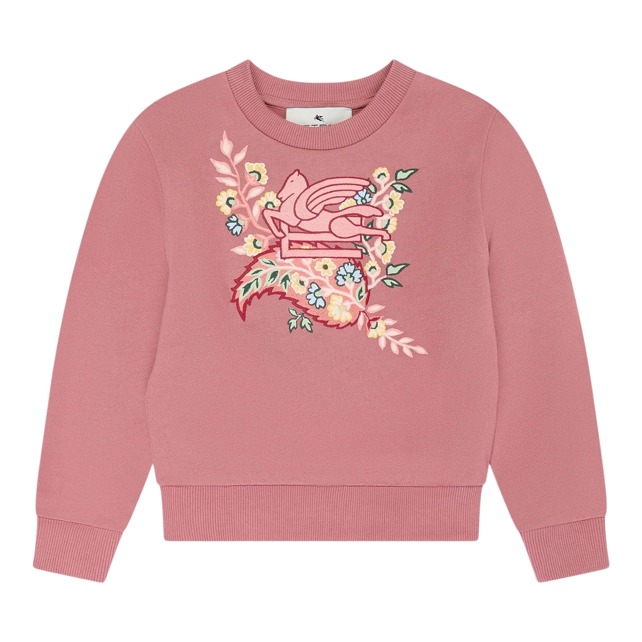 Etro Felpa Chiusa Girocollo tinta unita con Ricamo Rosa per Bambina GV4A60 ROSA ETRO 