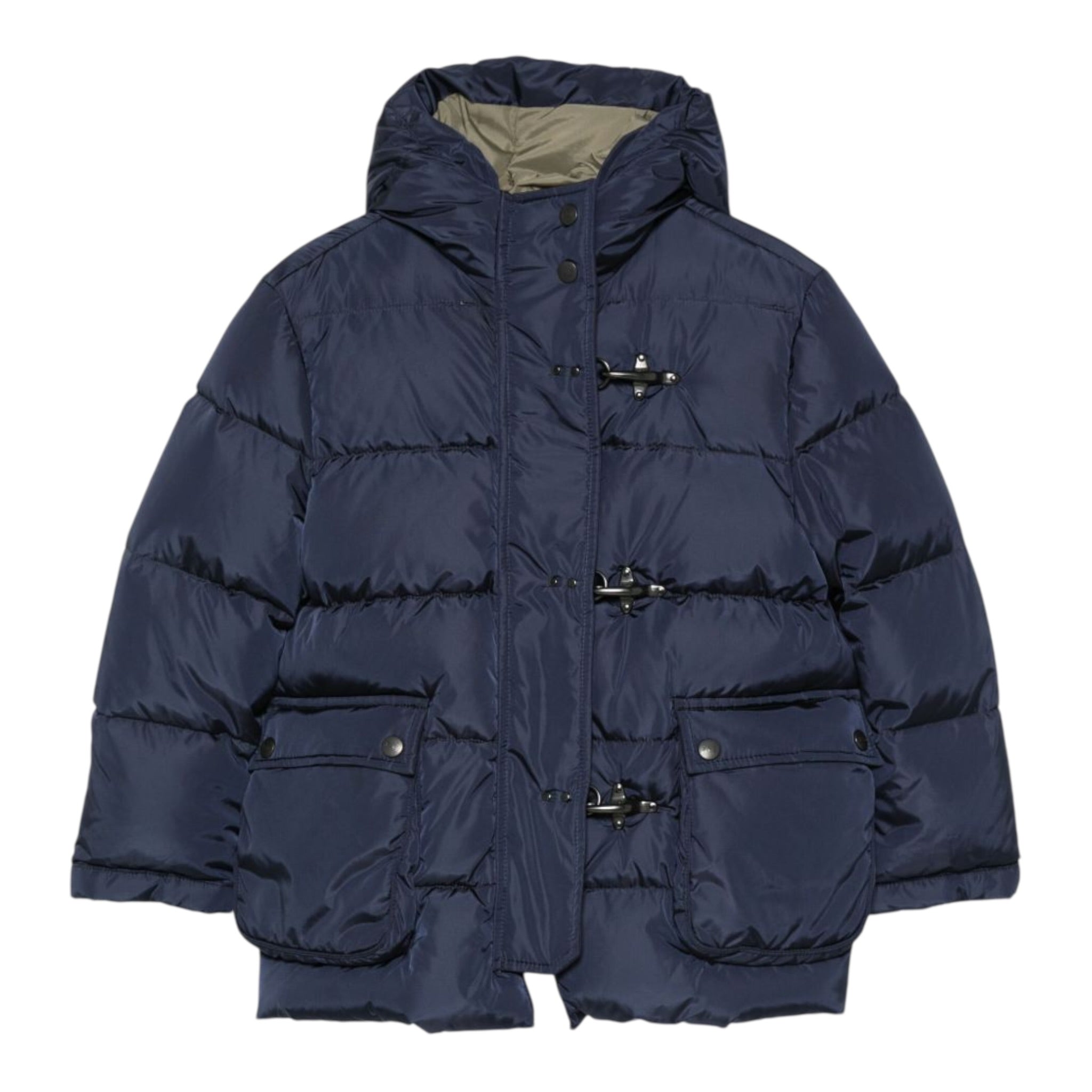 Fay Giubbino tinta unita con Zip E Cappuccio Blu per Bambino FX2P00N0118 BLU FAY 