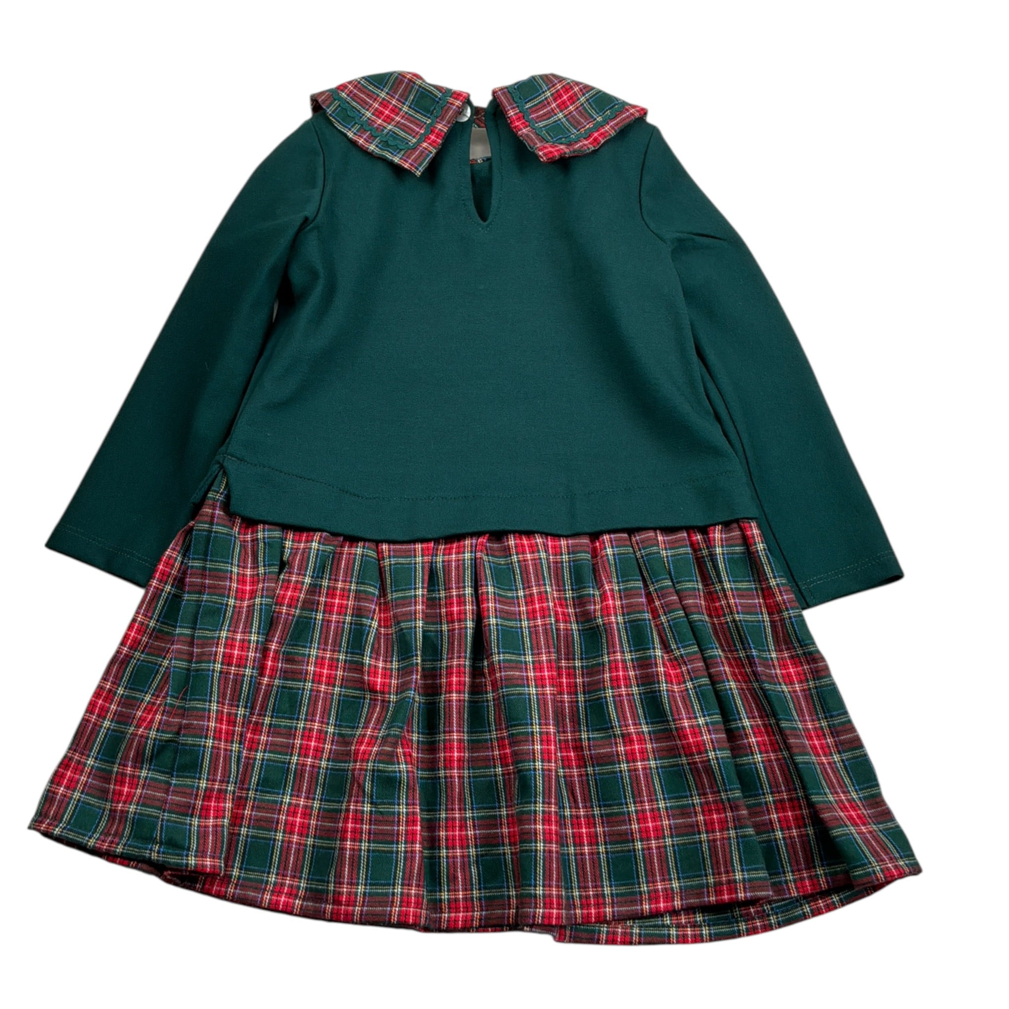 Fina Ejerique Abito Bicolore con Fantasia Scozzese Verde/Rosso per Bambina O25M24 VERDE/ROSSO FINA EJERIQUE 