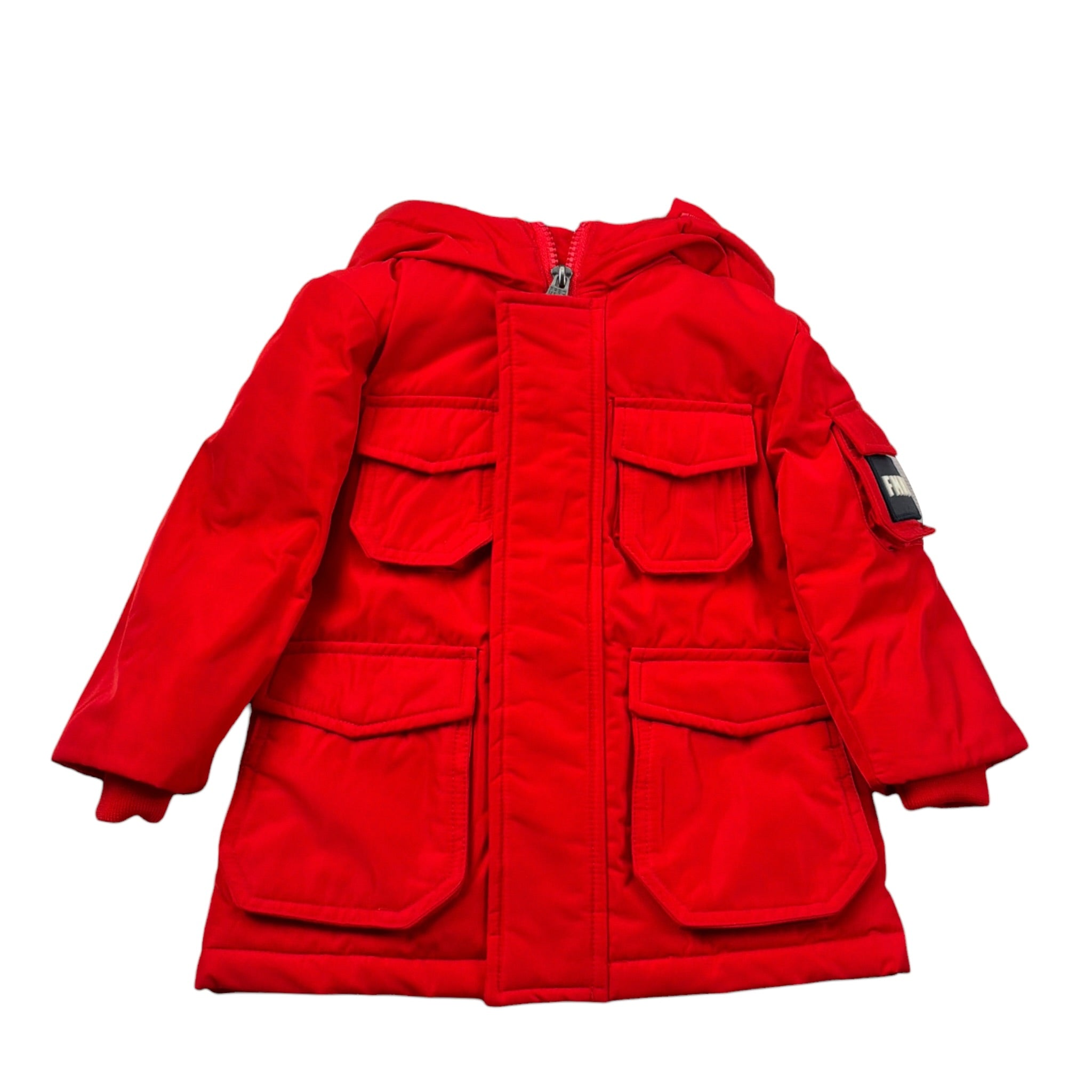 Fred Mello Giubbino tinta unita con Zip E Cappuccio Rosso per Neonato 021078 ROSSO FRED MELLO 