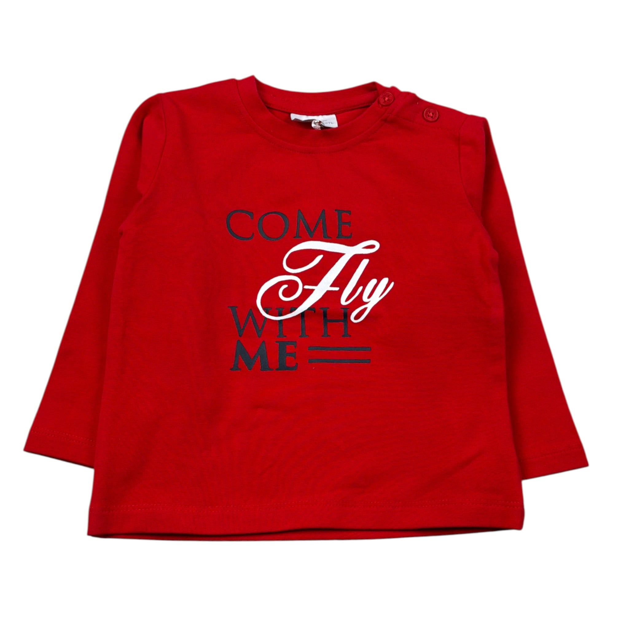 Fun & Fun Shirt Girocollo tinta unita con Stampe Rosso per Neonato SHTFF ROSSO FUN & FUN 