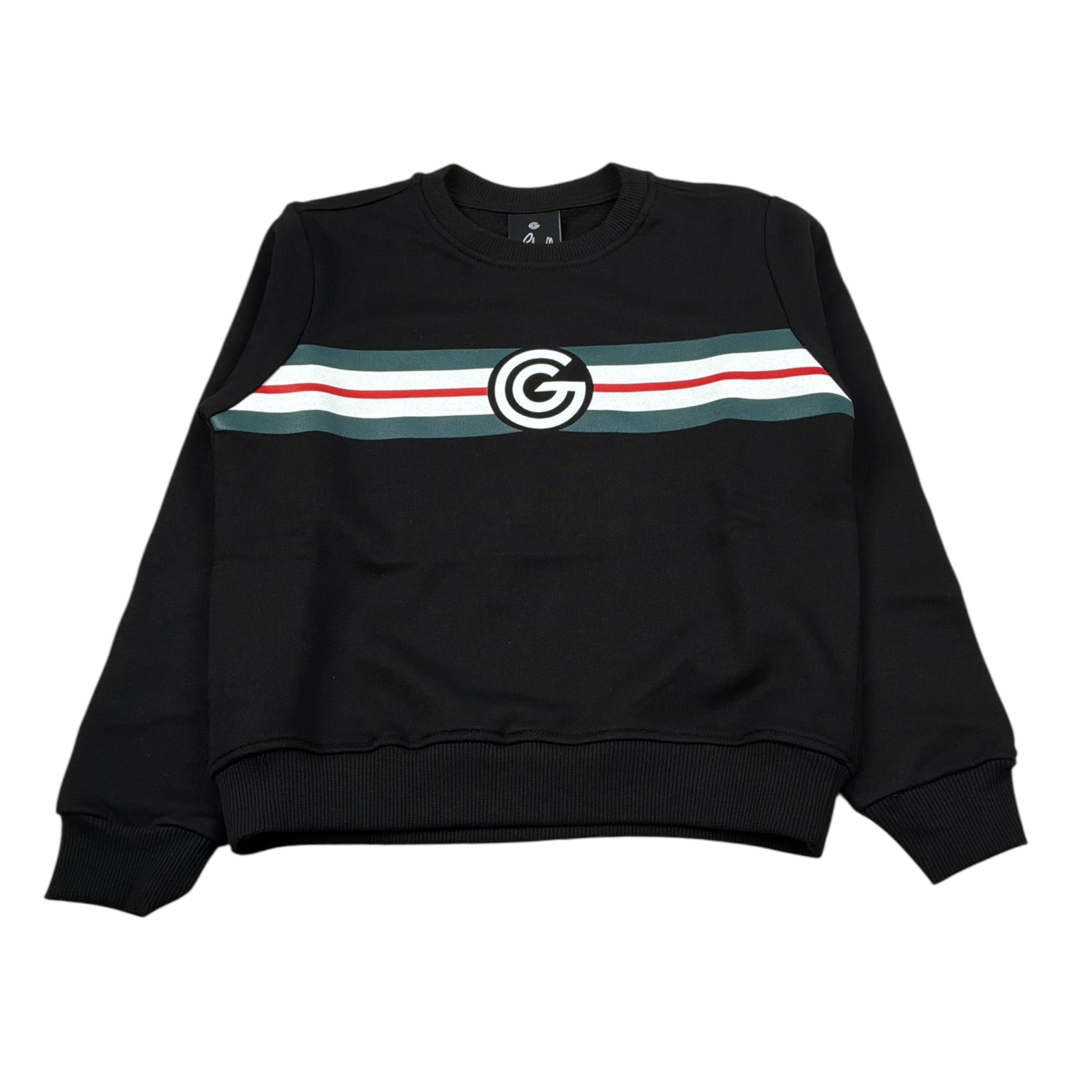 Gabriella Gucci Felpa Chiusa Girocollo tinta unita con Logo Nero per Bambina GK071 NERO  