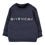 Givenchy Felpa Chiusa Girocollo tinta unita con Logo Blu per Bambino H30884J BLU GIVENCHY 