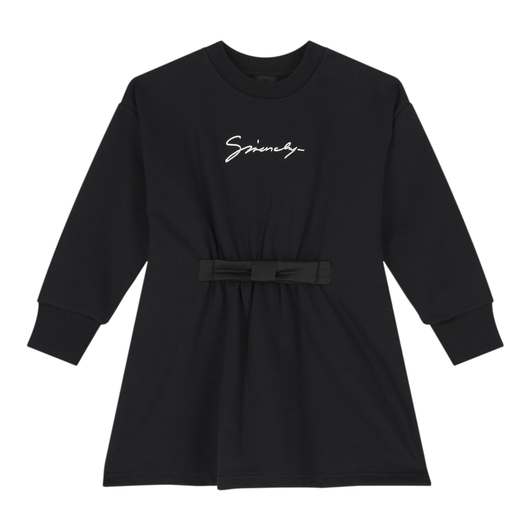 Givenchy Abito Manica Lunga tinta unita con Logo Nero per Bambina H30998 NERO GIVENCHY 