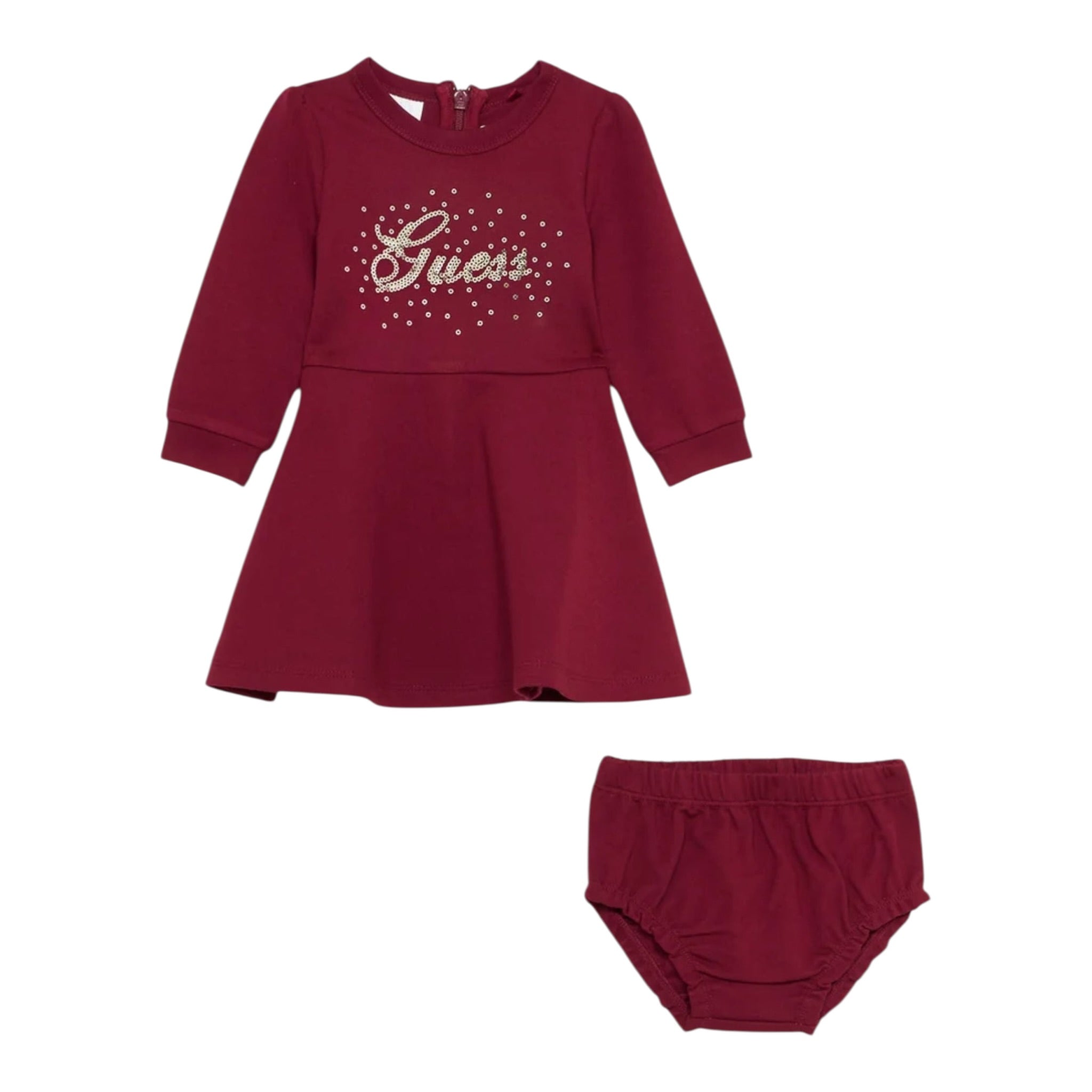 Guess Set Abito-Coulotte tinta unita con Paillettes Bordeaux per Neonata A5BK04KAE30 BORDEAUX GUESS 