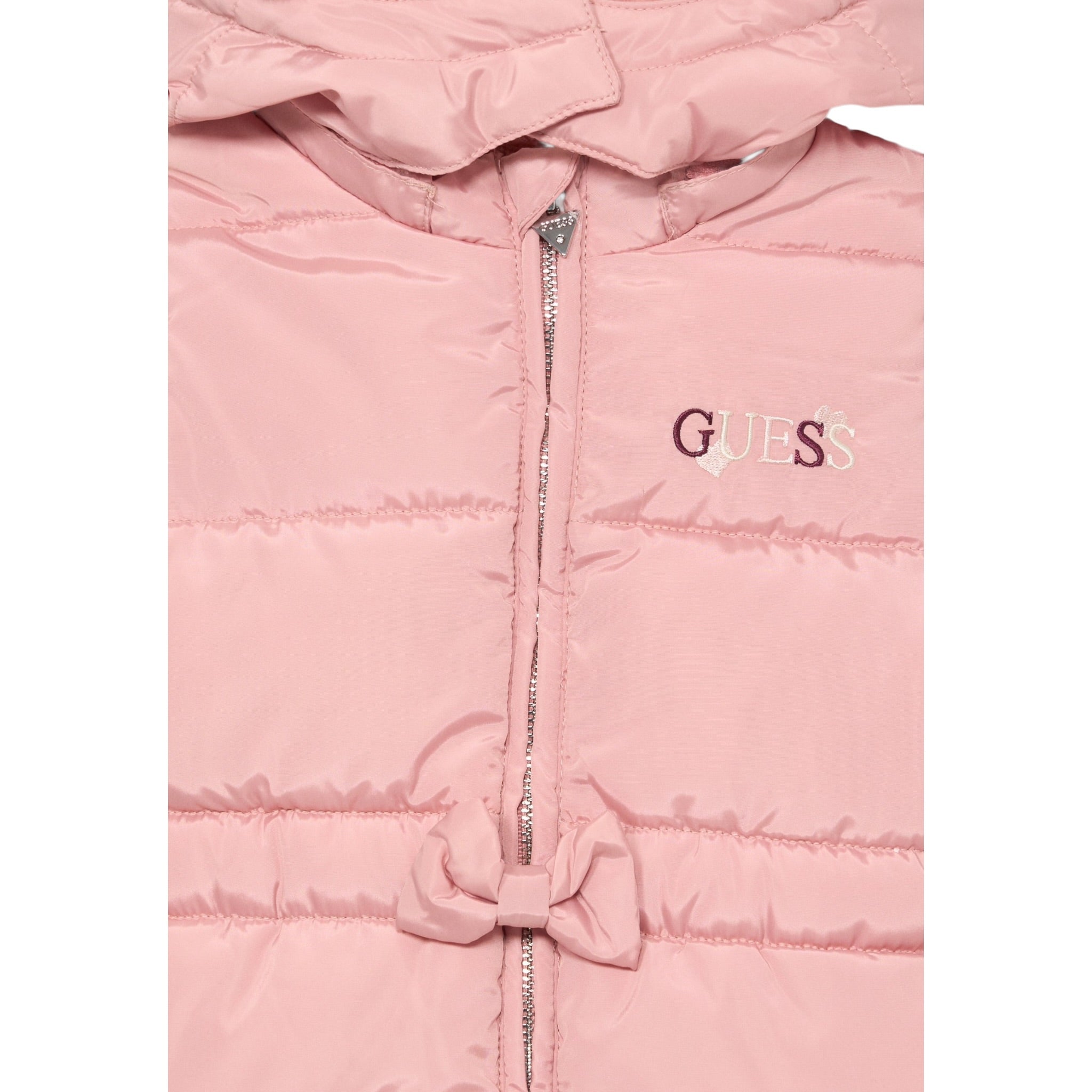 Guess Giubbino tinta unita con Zip Cappuccio E Pelliccia Rosa per Neonata A5BL02WB240 ROSA GUESS 