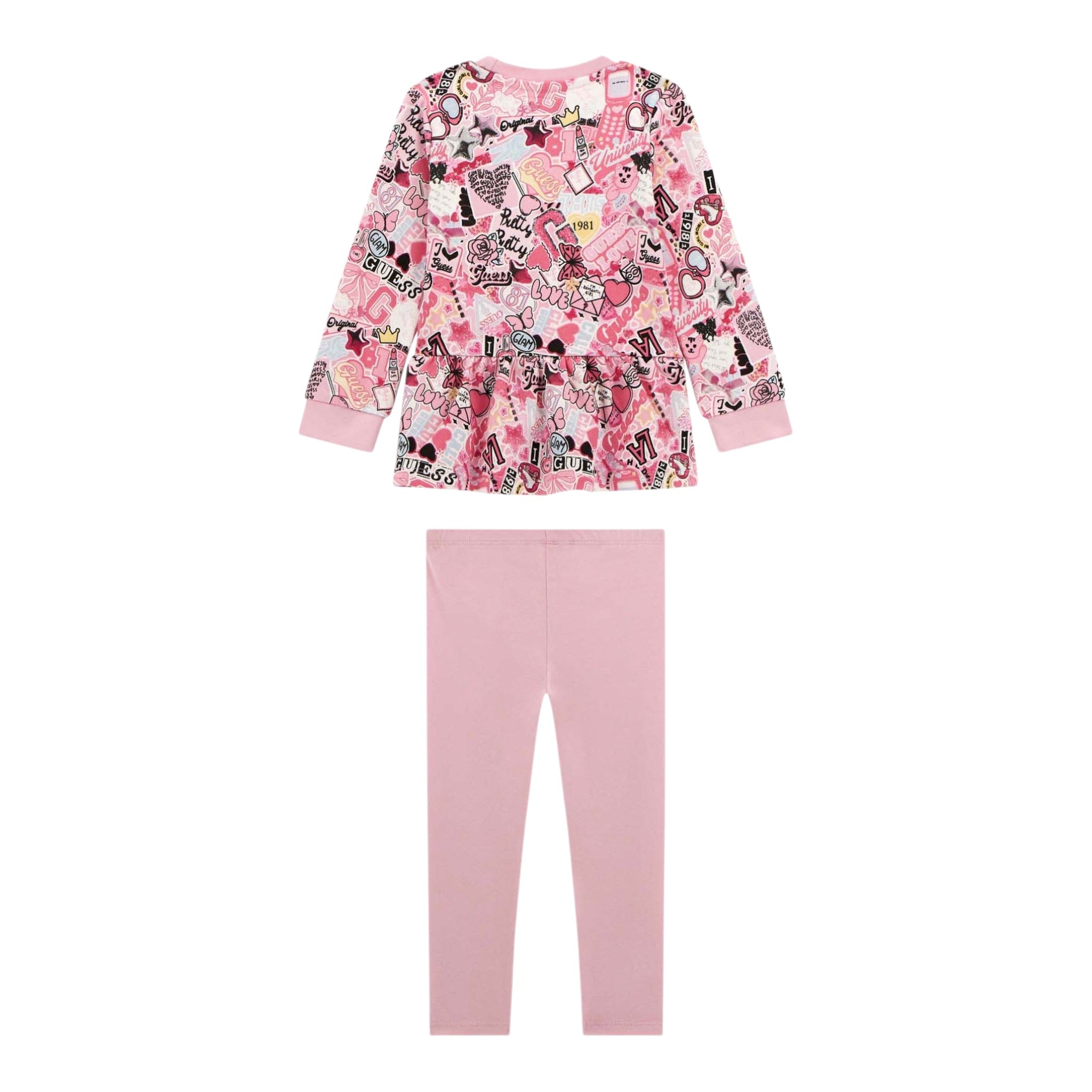 Guess Completo 2 Pezzi Felpa-Leggins Rosa per Neonata A5YG01KA6R4 ROSA GUESS 