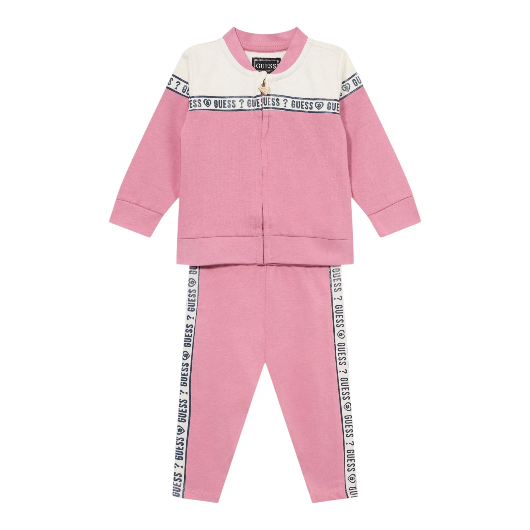 Guess Completo 2 Pezzi Felpa-Pantalone tinta unita Rosa per Neonata A5YG10KA654 ROSA GUESS 