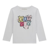 Guess Shirt Girocollo tinta unita con Stampe Bianco per Neonata A5YI00K6YW4X BIANCO GUESS 